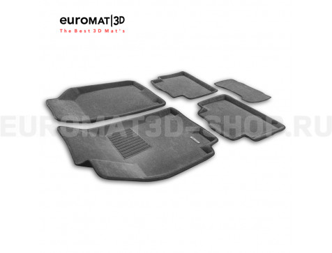 Текстильные 3D коврики Euromat3D Business в салон для Chevrolet Lacetti (2004-2013) № EMC3D-001506G Серые